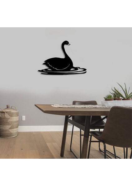 Suyun Üzerinde Bekleyen Kuğu Duvar Oda Ev Aksesuarı Ahşap Tablo 50 x 35 cm