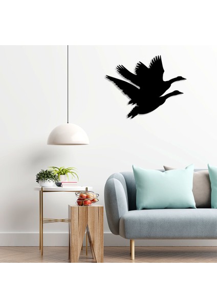Yukarıya Doğru Havalanan Leylekler Duvar Oda Ev Aksesuarı Ahşap Tablo 50 x 39 cm