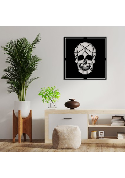 Geometrik Parçalardan Oluşmuş Kurukafa Duvar Aksesuarı Ahşap Tablo 50 x 50 cm fiyatları