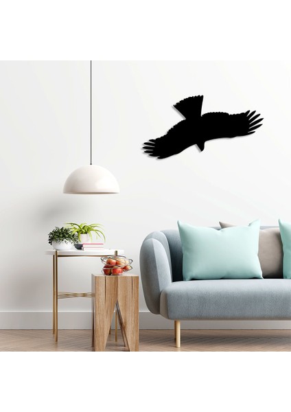 Kanatlarını Açmış Uçan Baykuş Duvar Oda Ev Aksesuarı Ahşap Tablo 50 x 26 cm