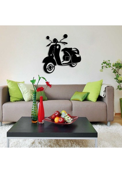 Vespa Motor Duvar Oda Ev Aksesuarı Ahşap Tablo 49 x 50 cm