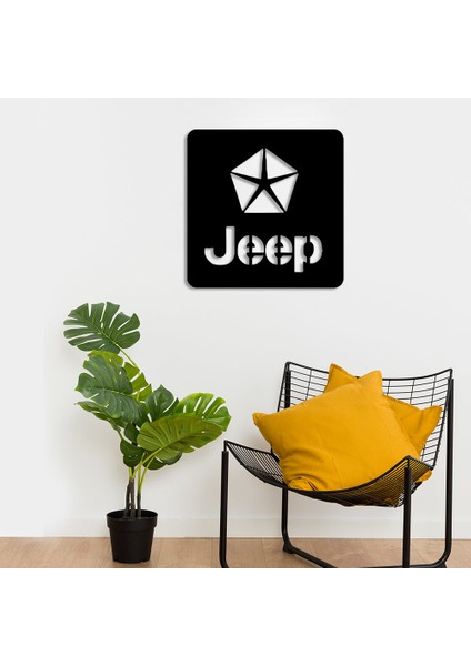 Yıldızlı Jeep Araba Logosu Duvar Oda Ev Aksesuarı Ahşap Tablo 49 x 50 cm