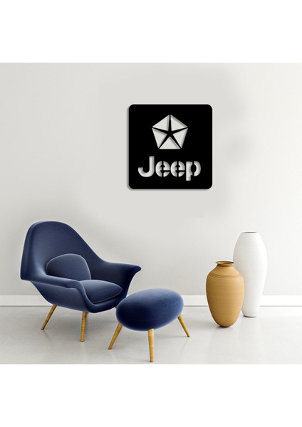 Yıldızlı Jeep Araba Logosu Duvar Oda Ev Aksesuarı Ahşap Tablo 49 x 50 cm