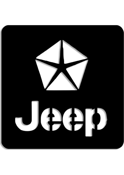 Yıldızlı Jeep Araba Logosu Duvar Oda Ev Aksesuarı Ahşap Tablo 49 x 50 cm