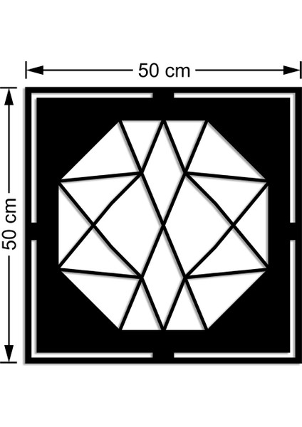 Geometrik Parçalardan Oluşan Somut Form Duvar Aksesuarı Ahşap Tablo 50 x 50 cm