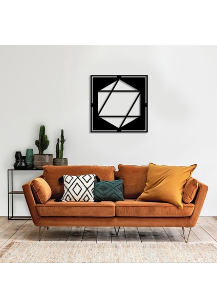 Geometrik Parçalı Altıgen Geometrik Form Duvar Aksesuarı Ahşap Tablo 50 x 50 cm