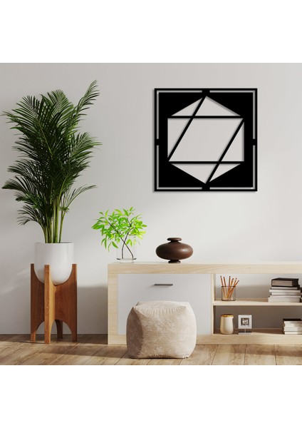 Geometrik Parçalı Altıgen Geometrik Form Duvar Aksesuarı Ahşap Tablo 50 x 50 cm