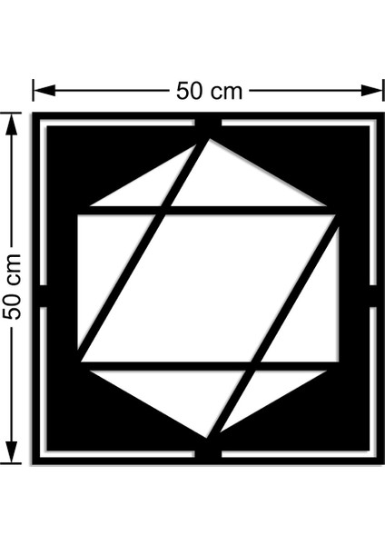 Geometrik Parçalı Altıgen Geometrik Form Duvar Aksesuarı Ahşap Tablo 50 x 50 cm