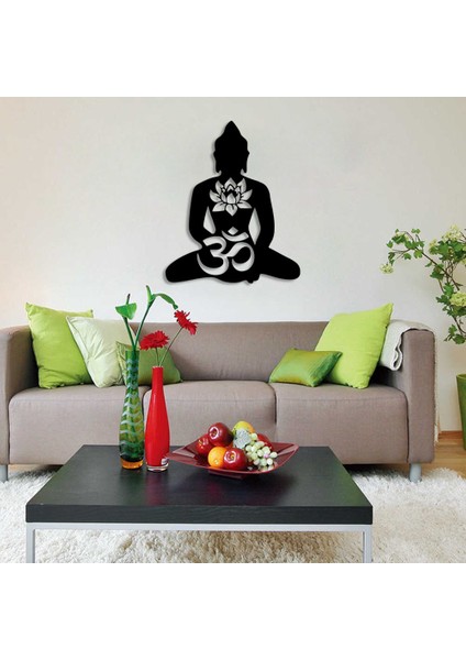 Aum Işareti ve Yoga Miti Duvar Yoga Oda Süslemesi Ahşap Tablo 41 x 50 cm