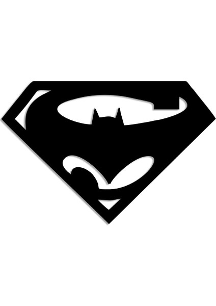 Süpermen ve Batman Yazısı Duvar Oda Ev Aksesuarı Ahşap Tablo 50 x 33 cm