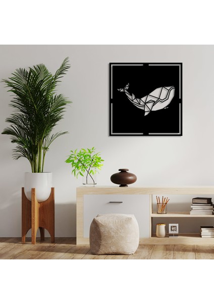 Geometrik Parçalardan Oluşmuş Balina Duvar Ev Aksesuarı Ahşap Tablo 50 x 50 cm fiyatları