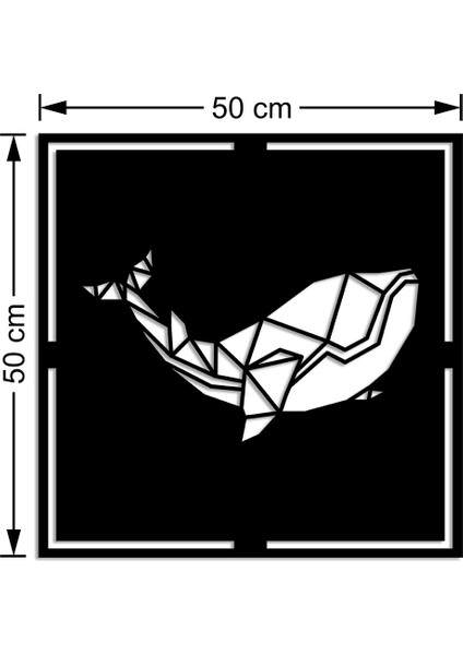 Geometrik Parçalardan Oluşmuş Balina Duvar Ev Aksesuarı Ahşap Tablo 50 x 50 cm modelleri