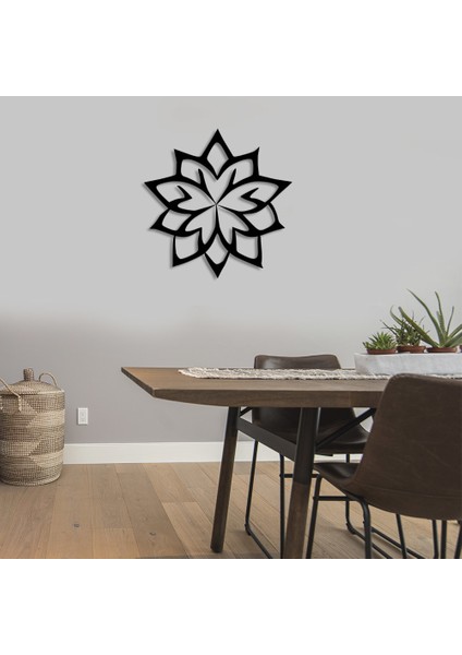 On Yapraklı Mandala Deseni Duvar Oda Ev Aksesuarı Ahşap Tablo 49 x 50 cm