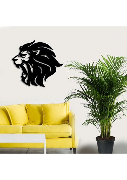 Ağzını Açmış Aslan Kafası Duvar Oda Ev Aksesuarı Ahşap Tablo 50 x 45 cm