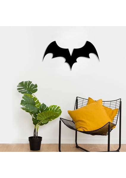 Kanatları Açık Yarasa Batman Duvar Oda Ev Aksesuarı Ahşap Tablo 50 x 26 cm