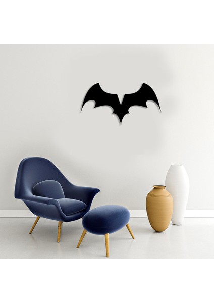 Kanatları Açık Yarasa Batman Duvar Oda Ev Aksesuarı Ahşap Tablo 50 x 26 cm