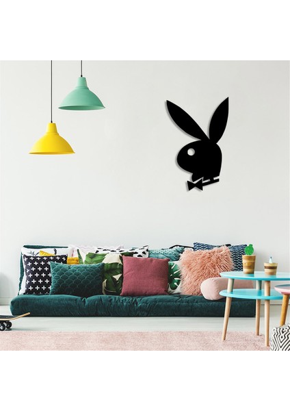 Playboy Logosu Simgesi Duvar Oda Ev Aksesuarı Ahşap Tablo 33 x 50 cm