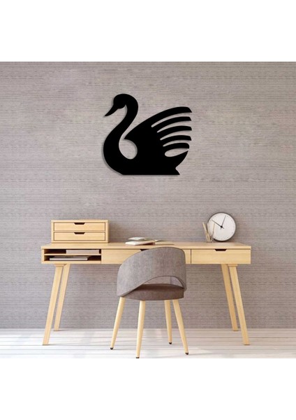 Kanatları Stilize Edilmiş Kuğu Ördek Duvar Oda Aksesuarı Ahşap Tablo 50 x 45 cm