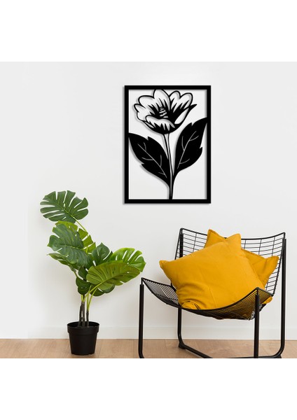 Geniş Yapraklı Büyük Çiçek Duvar Oda Ev Aksesuarı Ahşap Tablo 36X50CM