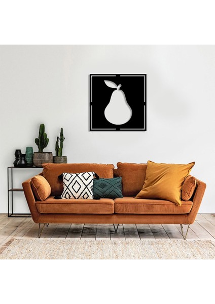 Geometrik Armut Meyve Figürü Duvar Oda Ev Aksesuarı Ahşap Tablo 50 x 50 cm