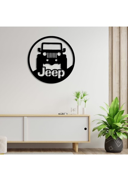 Jeep Yazısı ve Jeep Görseli Duvar Oda Ev Aksesuarı Ahşap Tablo 50 x 50 cm