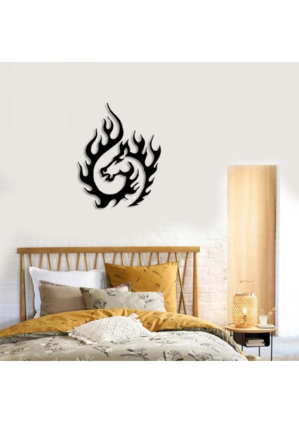 Alevler Içinde Yanan At Figürü Duvar Oda Ev Aksesuarı Ahşap Tablo 39 x 50 cm