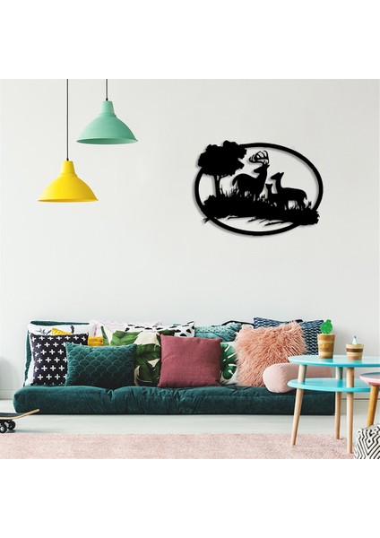 Ağaçların Arasında Bekleyen Geyikler Duvar Oda Aksesuarı Ahşap Tablo 50 x 36 cm fiyatları