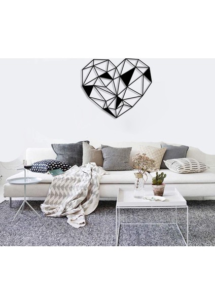 Geometrik Kristal Kalp Duvar Oda Ev Aksesuarı Ahşap Tablo 50X42CM
