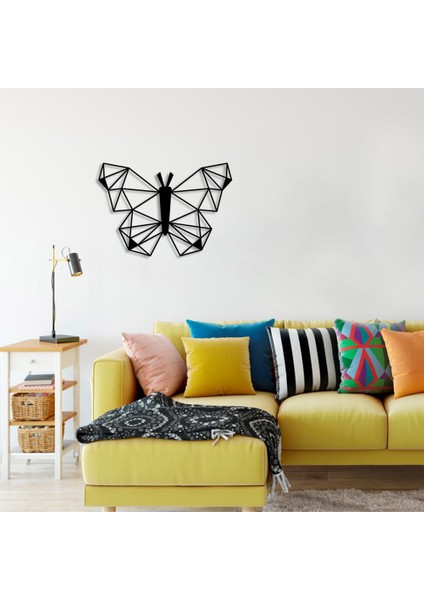 Geometrik Simetrik Kanatlı Kelebek Duvar Oda Ev Aksesuarı Ahşap Tablo 50X35CM