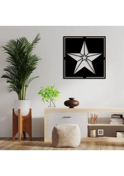 Geometrik Parça Detaylı Yıldız Duvar Oda Ev Aksesuarı Ahşap Tablo 50 x 50 cm fiyatları