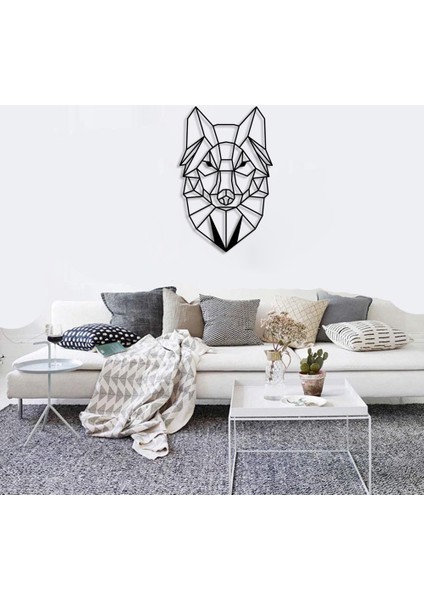 Geometrik Vahşi Kurt Kafası Duvar Oda Ev Aksesuarı Ahşap Tablo 32X50CM fiyatları
