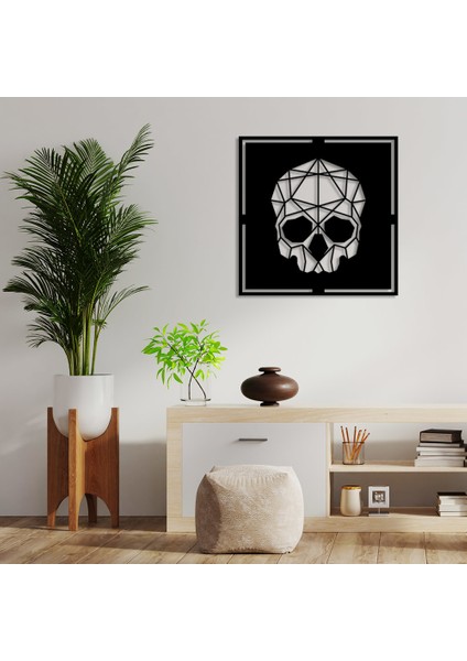 Geometrik Parçalardan Oluşmuş Kafatası Duvar Ev Aksesuarı Ahşap Tablo 50 x 50 cm fiyatları