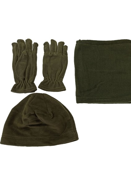 Askeri Polar Bere Boyunluk Eldiven Seti 3lü Yeşil