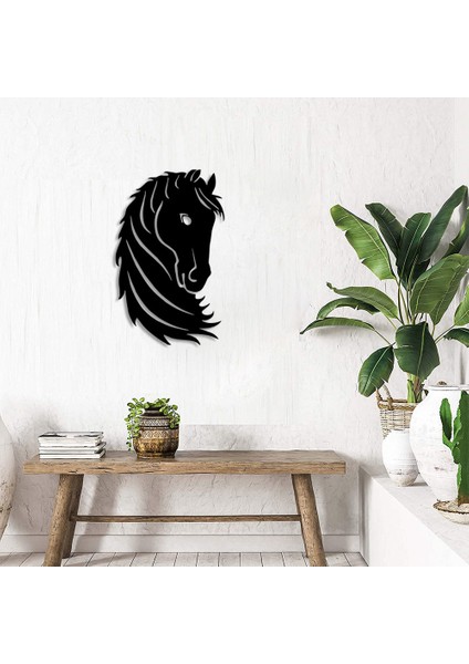 Başı Dik Duran At Başı Duvar Oda Ev Aksesuarı Ahşap Tablo 31 x 50 cm