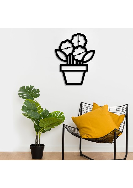 Çift Yapraklı Papatya Çiçeği Duvar Oda Aksesuarı Ahşap Tablo 50 x 38 cm
