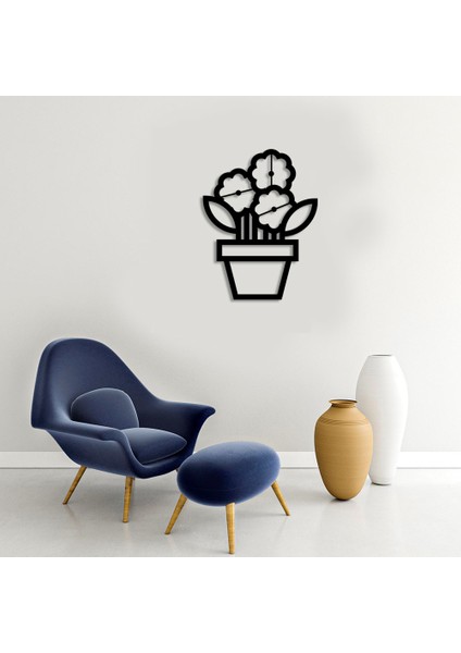 Çift Yapraklı Papatya Çiçeği Duvar Oda Aksesuarı Ahşap Tablo 50 x 38 cm