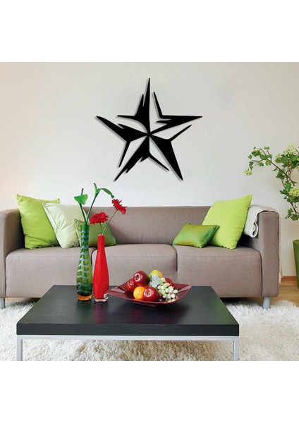 Dalgalı Efektli Yıldız Duvar Oda Ev Aksesuarı Ahşap Tablo 50 x 49 cm