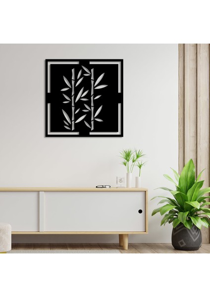 Denge Sazlık Bambu Ağacı Duvar Oda Ev Aksesuarı Ahşap Tablo 50 x 50 cm