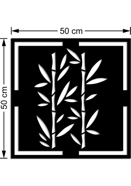 Denge Sazlık Bambu Ağacı Duvar Oda Ev Aksesuarı Ahşap Tablo 50 x 50 cm
