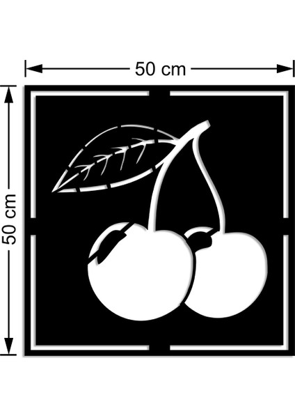 Geometrik Dalından Kopmuş Iki Kiraz Duvar Oda Ev Aksesuar Ahşap Tablo 50 x 50 cm