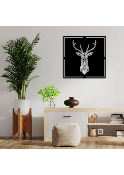 Geometrik Geyik Çerçeveli Duvar Tablosu Oda Ev Aksesuarı Ahşap Tablo 50 x 50 cm fiyatları