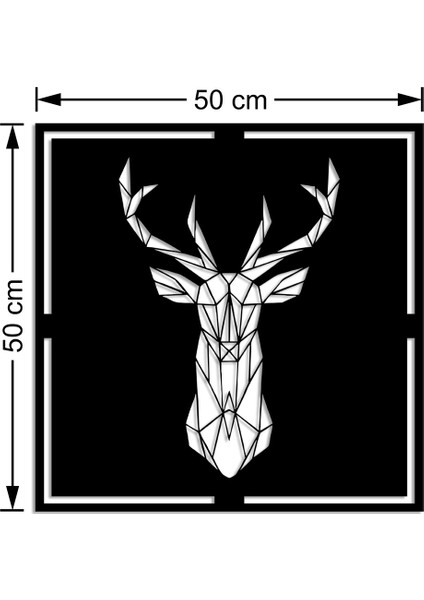 Geometrik Geyik Çerçeveli Duvar Tablosu Oda Ev Aksesuarı Ahşap Tablo 50 x 50 cm modelleri