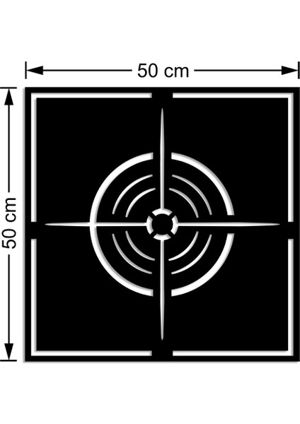 Geometrik Hedef Nişangahı Duvar Oda Ev Aksesuarı Ahşap Tablo 50 x 50 cm