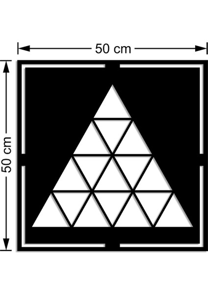 Geometrik Iç Içe Üçgen Parçalı Detaylı Duvar Ev Aksesuarı Ahşap Tablo 50 x 50 cm