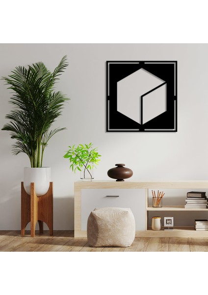 Geometrik Parça Desenli Altıgen Duvar Oda Ev Aksesuarı Ahşap Tablo 50 x 50 cm fiyatları