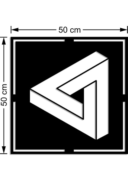 Geometrik Parça Detaylı Iki Üçgen Duvar Oda Ev Aksesuarı Ahşap Tablo 50 x 50 cm