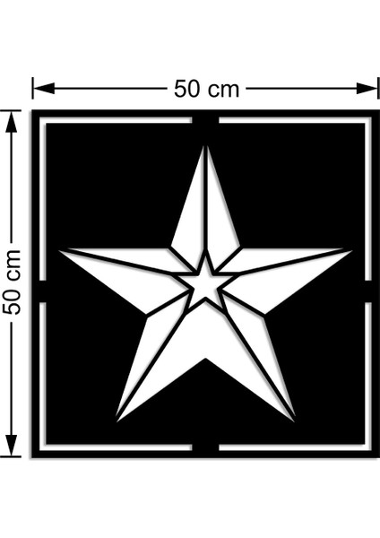 Geometrik Parça Detaylı Yıldız Duvar Oda Ev Aksesuarı Ahşap Tablo 50 x 50 cm