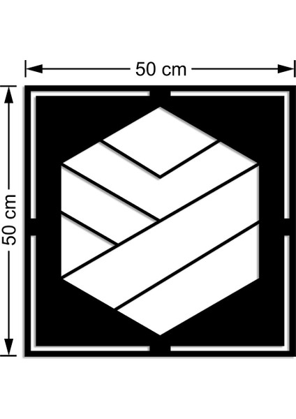 Geometrik Parçalardan Oluşmuş Altıgen Duvar Ev Aksesuarı Ahşap Tablo 50 x 50 cm