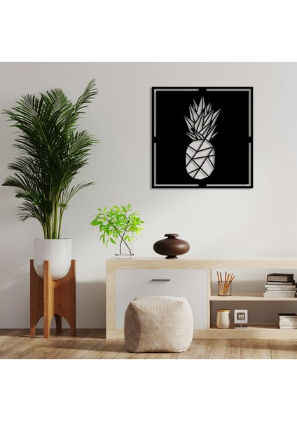 Geometrik Parçalardan Oluşmuş Ananas Duvar Ev Aksesuarı Ahşap Tablo 50 x 50 cm