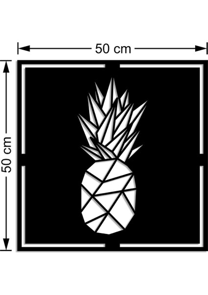 Geometrik Parçalardan Oluşmuş Ananas Duvar Ev Aksesuarı Ahşap Tablo 50 x 50 cm